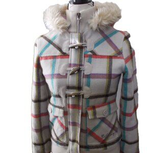 Billabong Plaid Hooded Wool Jacket